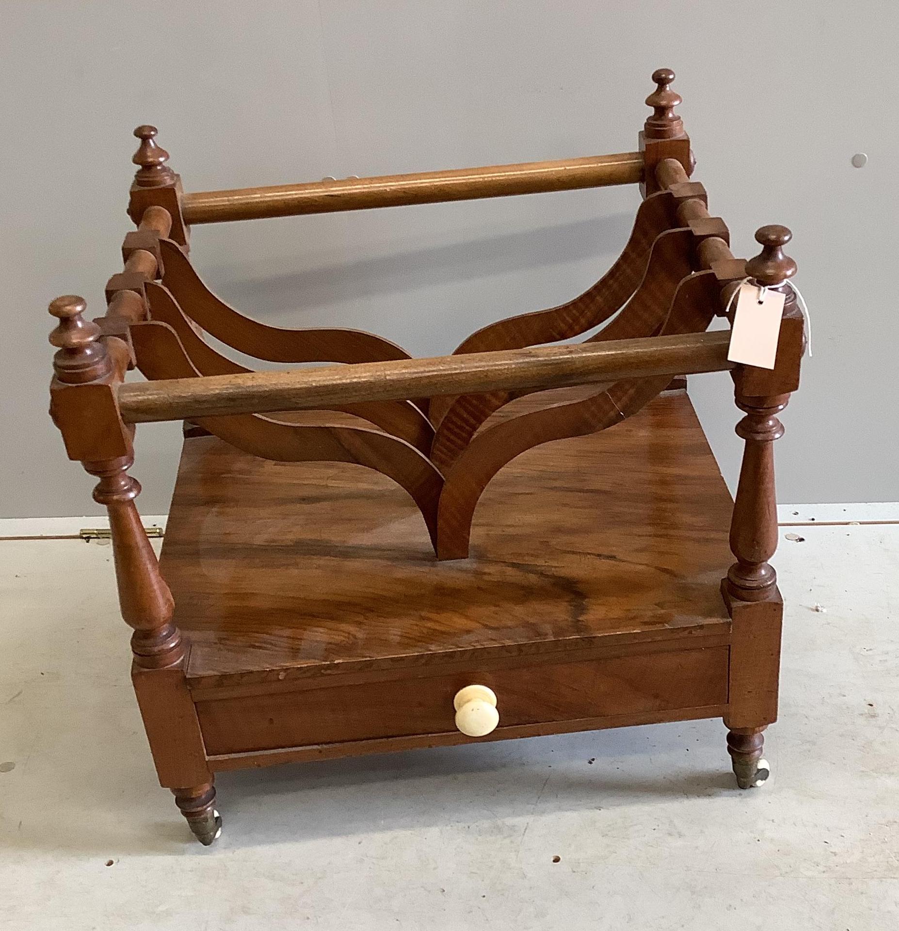 A 19th century Continental walnut four division Canterbury, width 58cm, depth 50cm, height 58cm